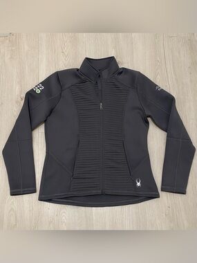 Spyder Women Venom Full Zip Jacket Medium M Gray Cisco Corporate Swag Hybrid Rib